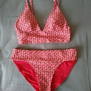 Aerie Flower Print Red Bikini